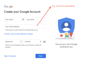 Email signup with Google
